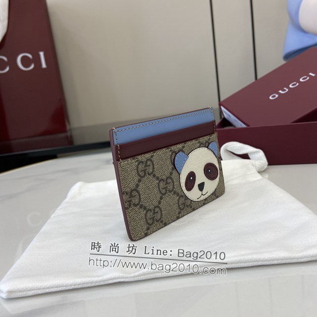 Gucci專櫃古馳最新款飾熊貓細節GG迷你錢包卡夾卡包 jh2034型號：818769